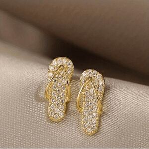 Korean fashion Luxury Zircon Gold plated Stud Earrings